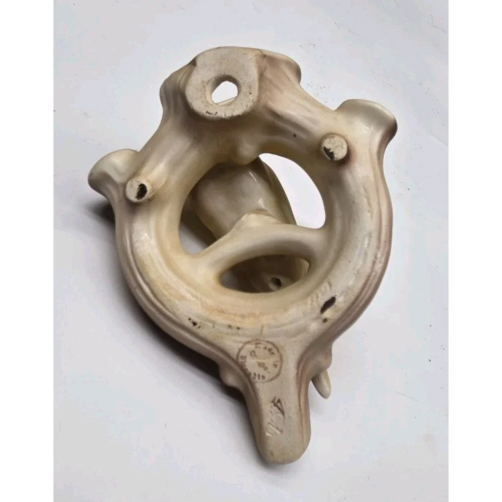 Vtg Czech Pottery Bird Pretzel Branch Vase Wall Pocket Czechoslovakia